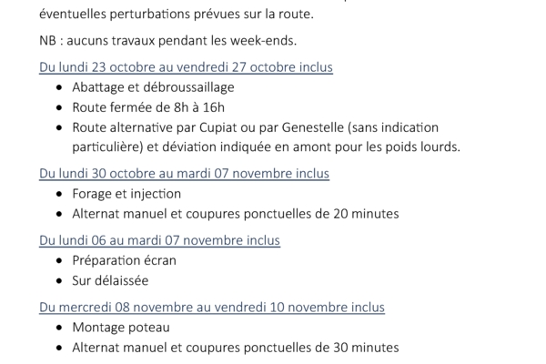 Travaux sur la RD 578 entre LAZUEL et le RACCOURCI