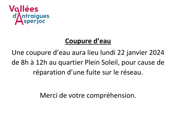 ANTRAIGUES - Coupure eau