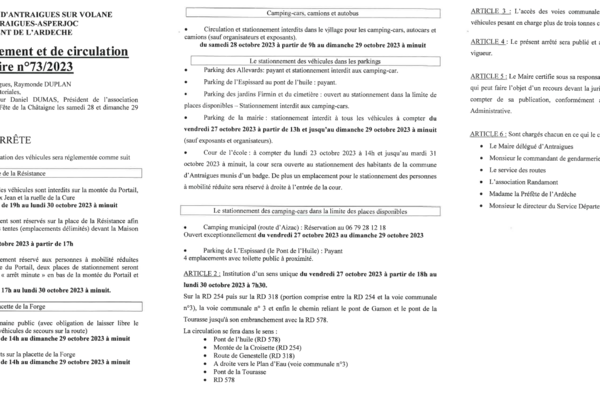 ANTRAIGUES - Arrêté 73/2023 - Fête de la Châtaigne