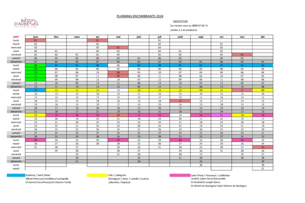 Planning des encombrants 2024