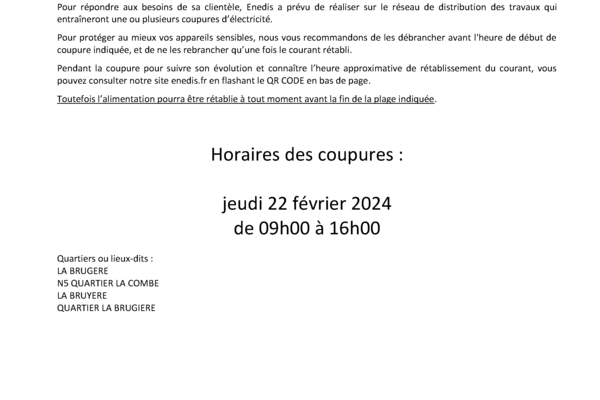 ASPERJOC - Coupure électricité ENEDIS