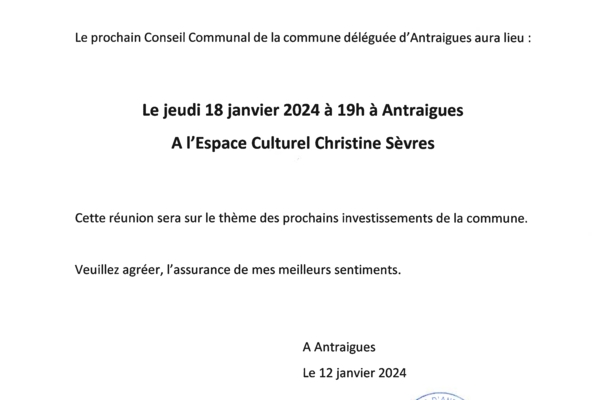 ANTRAIGUES - Réunion du conseil communal